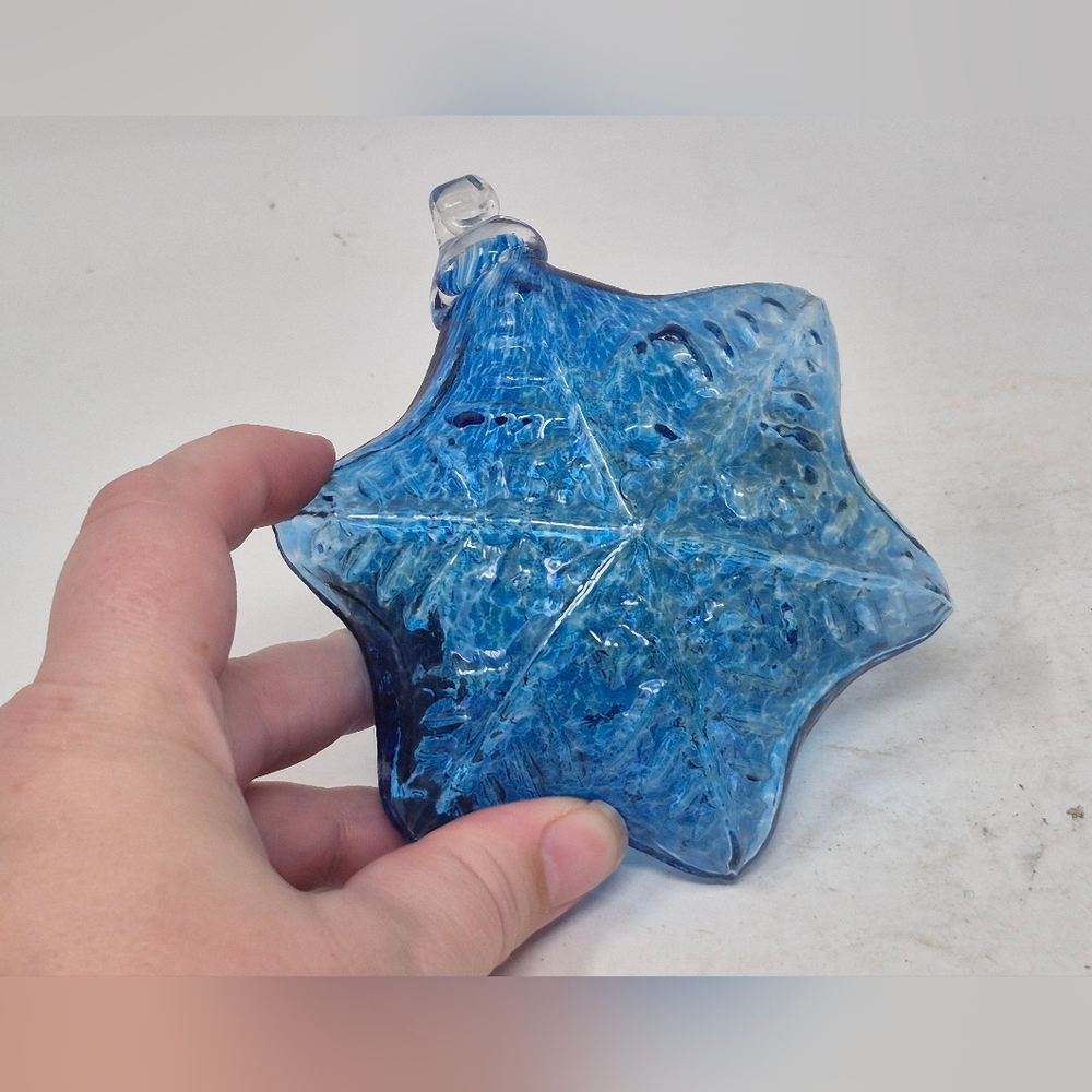 Kitras Art Glass Blue Snowflake Ornament